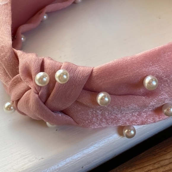 Anthropologie Pink Satin Peal Headband - Picture 4 of 4